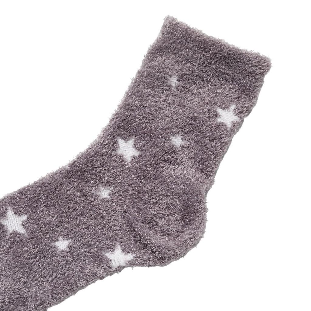 NITORI Moisturizing Fluffy Socks 2-Pair Set Grey 23-25cm Silk Protein Infused Relaxing Cozy Bed Socks
