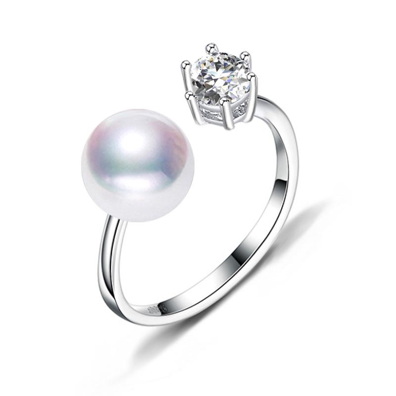 

LSOOYH кольца с натуральным пресноводным жемчугом для женщин, модные женские кольца с кубическим цирконием и CZ, ювелирные изделия с жемчугом Adjustable Size белый