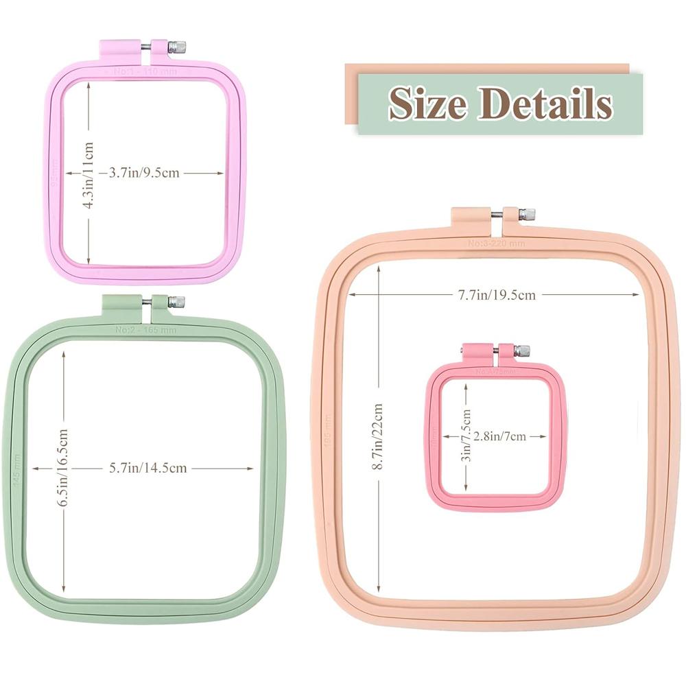Square Embroidery Hoops Cross Stitch Hoop and ABS Plastic Embroidery Hoops for Sewing Needlework Cross Stitch Embroidery Project