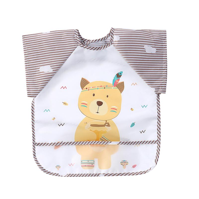 Cute Baby Bibs Toddler Baberos Bavoir Waterproof Long Sleeve Apron Cartoon Animals Children Feeding Smock Bib Baby Stuff 0-3Y