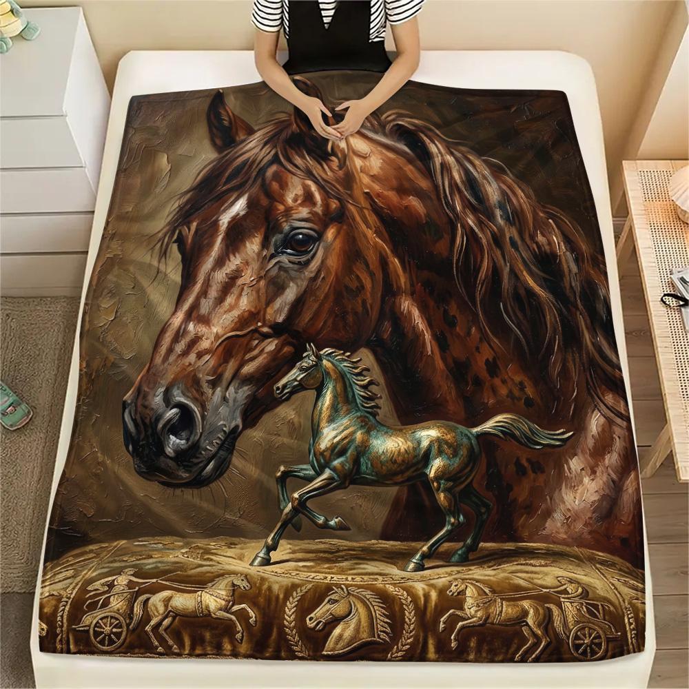 1Pc Indian Chief Painting Print Flannel Blanket High Quality Warm Comfortable Cover for All Seasons Perfect for Gifts Home Decor