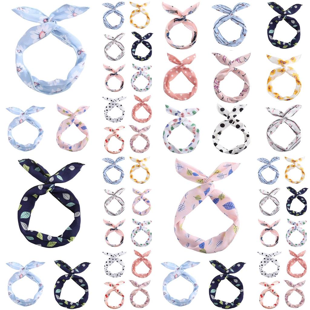 Trendy Floral Rabbit Ears Knotted Wire Hair Bands With Adjustable Fit And Metal Wire Scarf For Women
