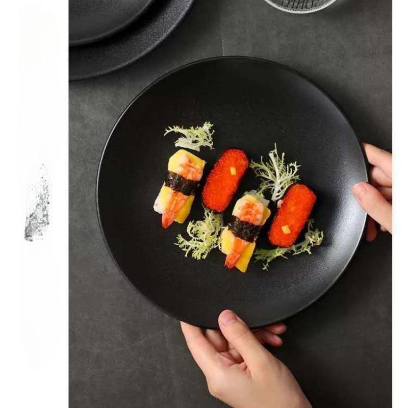 Creative Black Frosted Ceramic Dinner Plate Home Steak Pasta Salad Plate Hotel Restaurant Cutlery Kitchen Utensils Tableware New