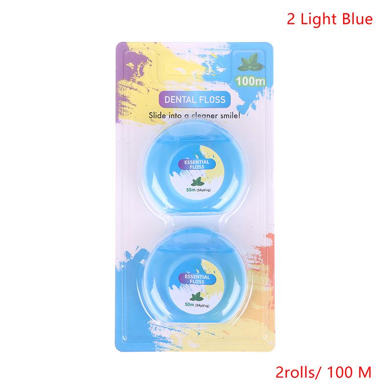 2Roll Portable 50M Dental Flosser Oral Care Essential Floss Toothpicks Dentistry Floss With Case Dental Hygiene Teeth Clean Tool