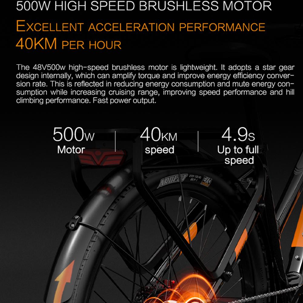 Electric Bicycle Lankeleisi 27.5" 500W Motor Adult Ebike 48V 20AH 7 Speed Load 150Kg Top Speed 40Km/h MX600 Pro