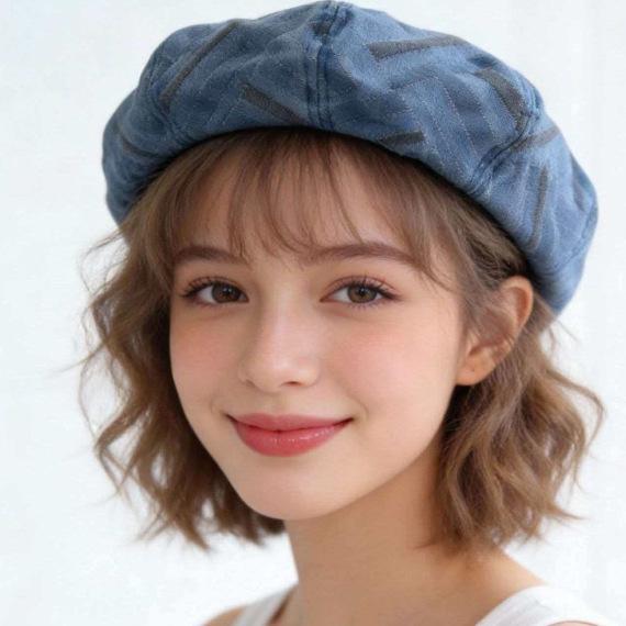 

Plaid Beret Women Face Slimming All-match Painter Hat Spring Summer Fashion Octagonal Cap 2026 Vintage 56-58cm синий