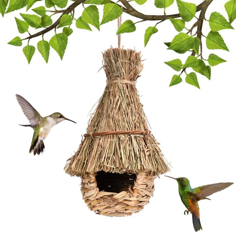 Handwoven Bamboo Bird Nest Shelter Small Birds Eco-Friendly Garden Decor Educational Craft