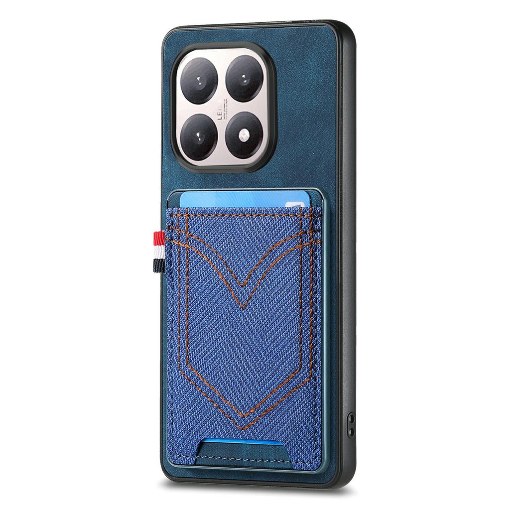 For Xiaomi 15T Case Retro Jean Cloth Texture Leather Back Phone Cover with Card Holder