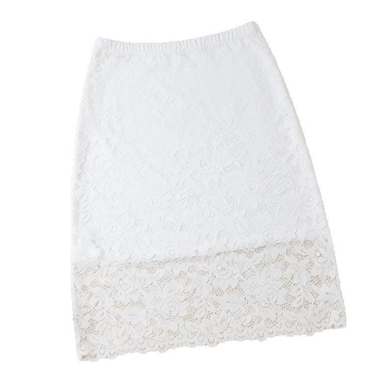 Women's Lace Patchwork Anti-Transparent Midi Skirt - Knee-Length, Anti-Static, Plus Size