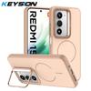 KEYSION Matte Skin Feel Lens Stand Phone Case for Magsafe for Xiaomi POCO M8s 5G Magnetic Shockproof Cover for POCO M8S 5G