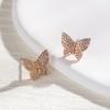 Steel Needle Earrings, Japan and Korea Simple High-quality Zircon Butterfly Stud Earrings, Women's Versatile Models, Factory Spot Batch