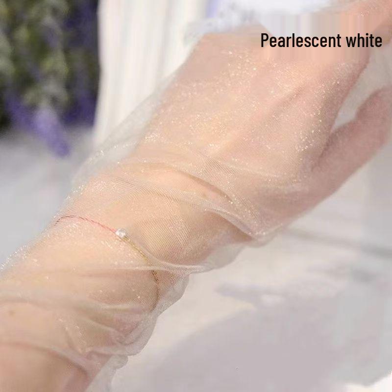 Spring/Summer Sexy Black Pearlescent Silver Thread Thigh High Stockings - Mature Slimming Over-the-Knee Style