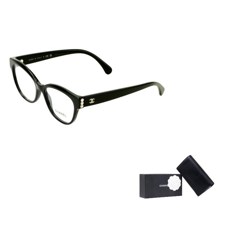 

CHANEL butterfly-shaped side letters Logo acetate frame cat eye optical frame women s black чорний