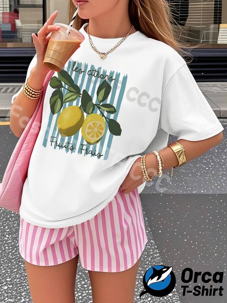 Personalized trendy and fashionable women's T-shirts loose short-sleeved tops street elegant