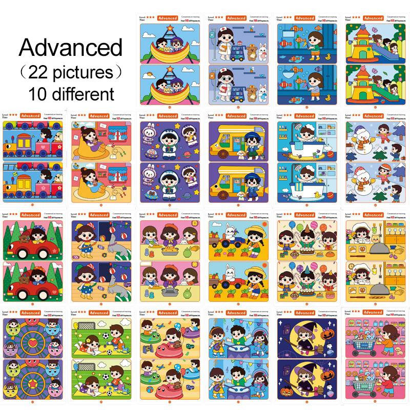 

20/22 шт. Игрушки для раннего развития детей Детские развивающие игры Монтессори Карточки Игра на поиск ошибок Тренировка концентрации Многоразовые TMZ