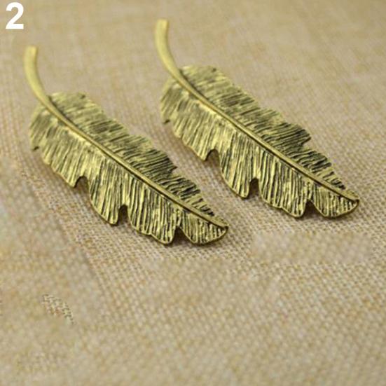 Women's Vintage Etched Leaf Feather Hair Clip Elegant Hairpin Hair Barrette