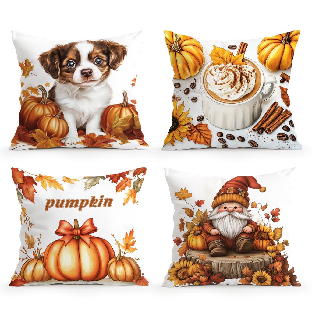 Autumn Thanksgiving Decor Pillowcase Printed Polyester 45x45cm Throw Pillowcover Decorative Sofa Cushion Pillowslip Home Decor