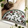 1Pcs Vintage Red Roses Semi Circle Welcome Doormat Non-Slip for Outdoor Patio Porch Kitchen Bathroom Entryway Floor Mat