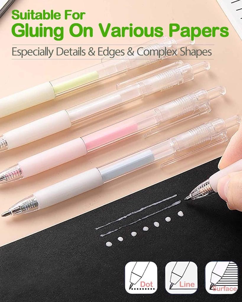 Ball Point Glue Pen - Kids-Friendly Precise Glue Application, Quick Dry for Crafting, Scrapbooking, Card Making, School Supplies