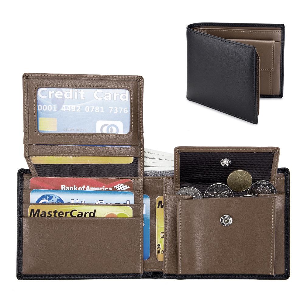 

Men s short wallet, new soft cowhide three-fold wallet, men s multi-functional retro wallet