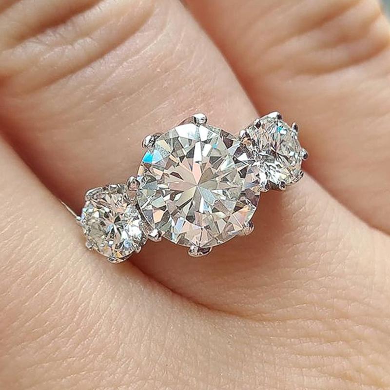 

Huitan Simple Elegant Woman Wedding Rings with Brilliant Cubic Zirconia Stone Versatile Design Engagement Rings Eternity Zircon 8