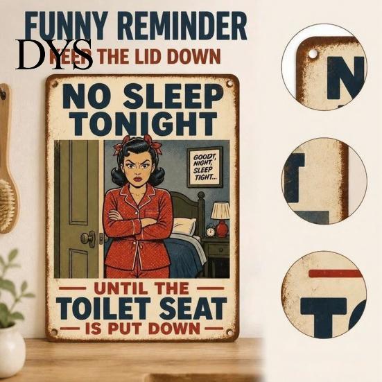 Familien Badezimmer Regeln Humorvolles Toilettensitz Erinnerungsschild, Setz dich Hin Dekoratives Eisen Wand Schild Vintage Metall Plakette Dekor für WC Waschraum Bar