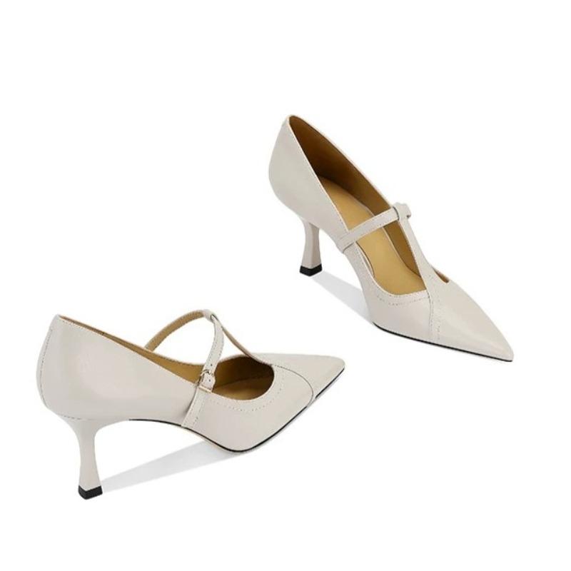 

Fashion Temperament Stiletto Single Shoes Women s Autumn New Pointed Toe Shallow Mouth Splicing One Strap Non-slip High Heels 39