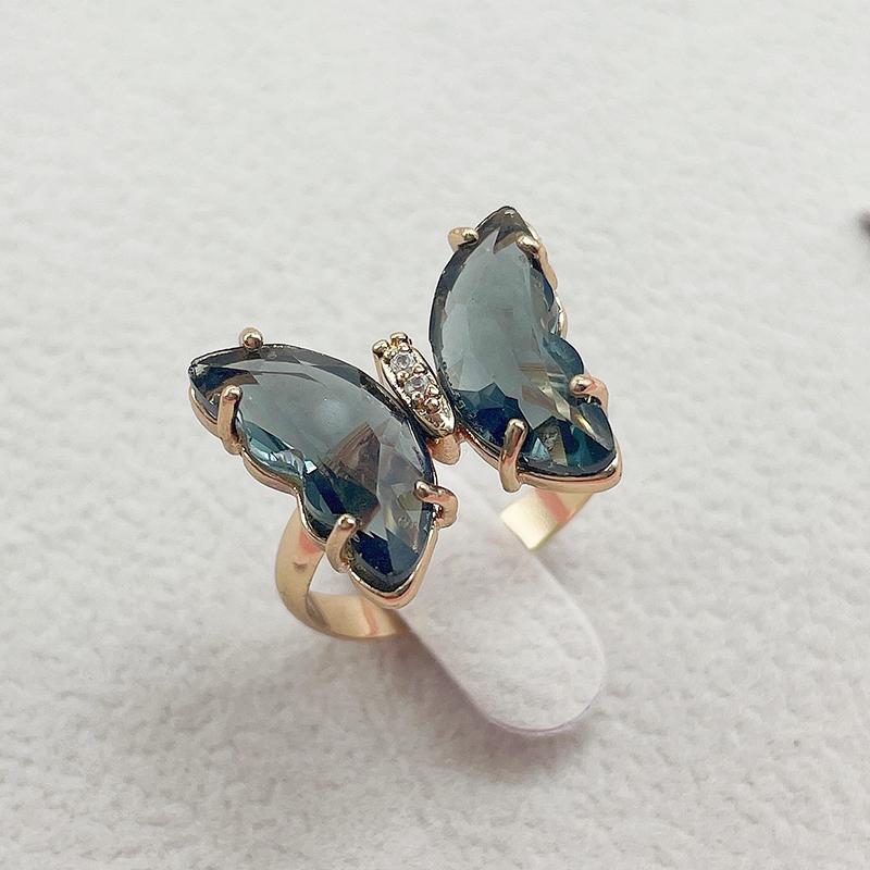 16 Colors Crystal Butterfly Ring Fashion Popular Women's Party Jewelry Charm Adjustable Ring Best Friend Gift Wedding Gift