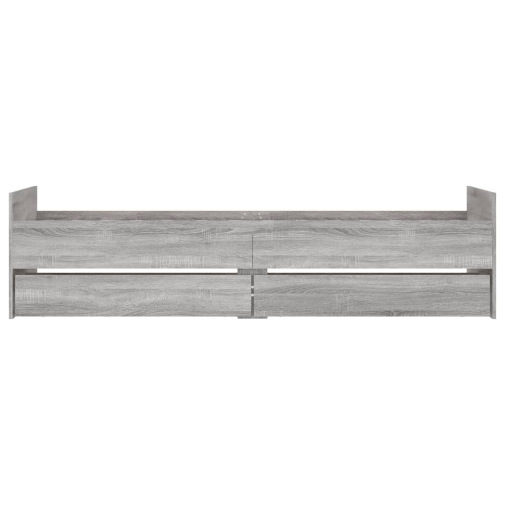 Bed Frame with Drawers Gray Sonoma 100x200 cm