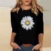 Women's O-neck 3/4 Sleeve  Print Top