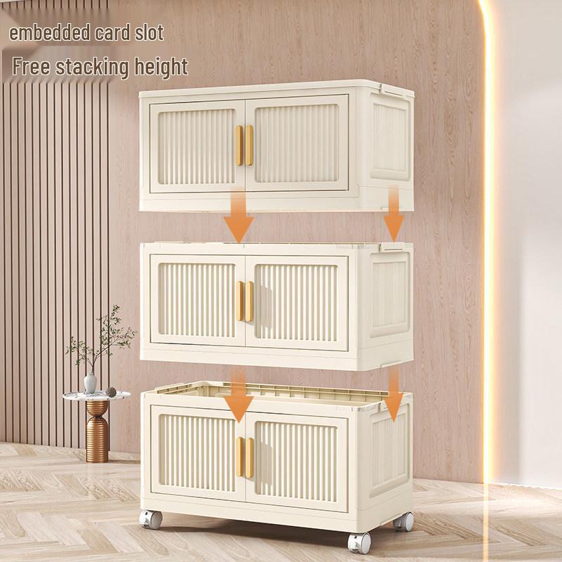 Folding Multi-Layer Plastic Storage Cabinet for Bedroom & Living Room