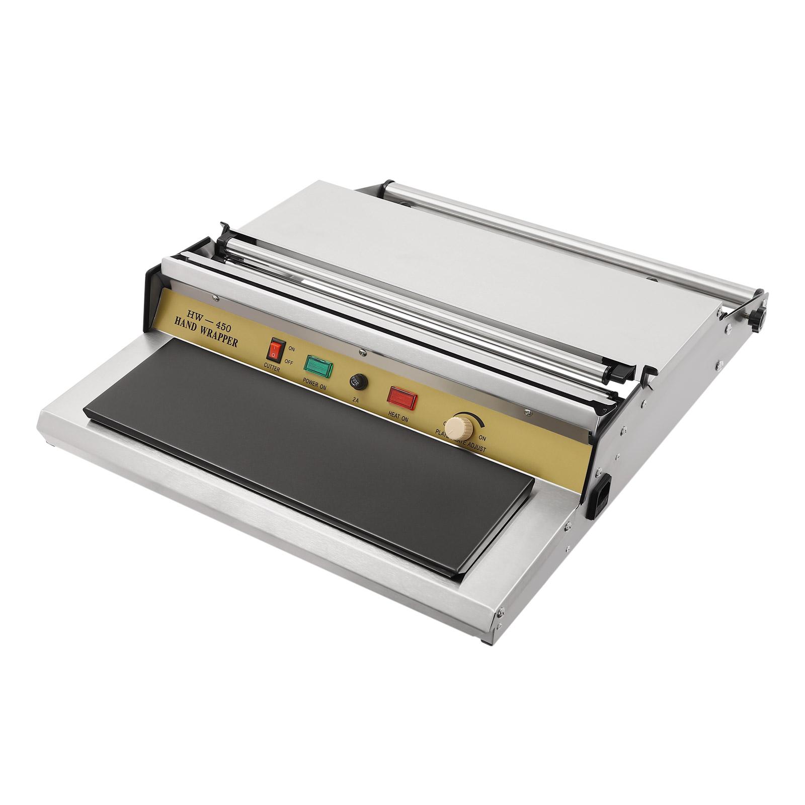 

Ручная упаковочная машина 304 нержавеющая сталь ширина 45 см оберточная машина для пленки 270 Вт машина для упаковки пищевой пленкой для упаковки продуктов питания в магазинах US Plug&110V серебряный