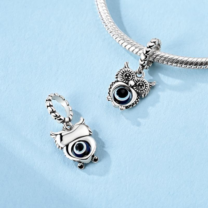Copper Owl FiendS Gaze Blue Evil DemonS Eyed Pendants Charms Fits Genuine Charms Bracelet Women DoItYourself Jewellery Gifts