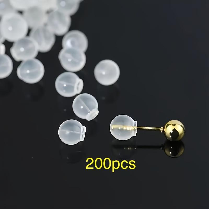 100PCS Comfortable Silicone Stud Earrings Back Buckle, Transparent Round Light Bulb Shape Ear Plug Non-irritating and Hypoallergenic