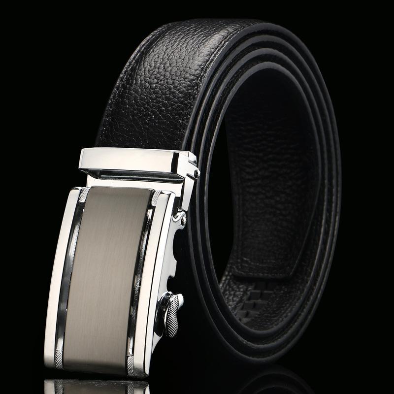 Open Edge Cowhide Belt Men's Real Cowhide Business and Casual Automatic Buckle Belt