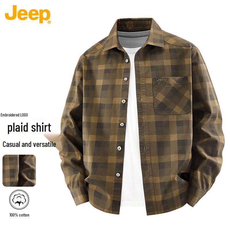 JEEP Men s Washed Cotton Long Sleeve Casual Work Shirt XL