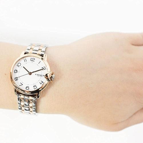 COACH Arden Women's Quartz Watch, 3-Hand, Silver, Pink Gold, and White, 14503604