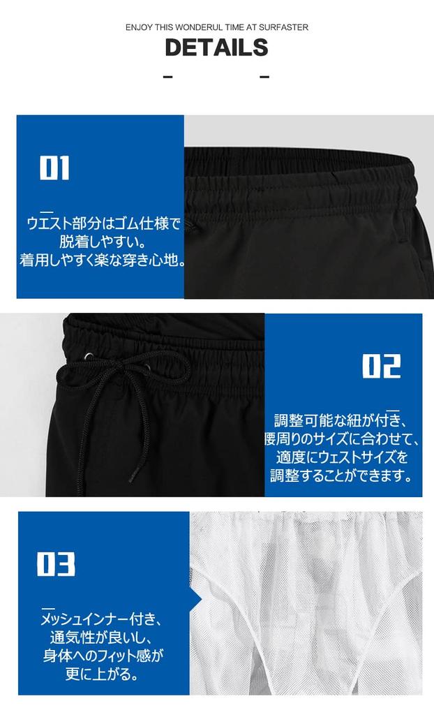 Swim Surf Inner Swim Board Large Black SL [SUNDAY ROSE] Men's Swimwear, Trunks, Trunks, Included, Plain, Quick-Drying, Trunks, Amphibious, Stylish,