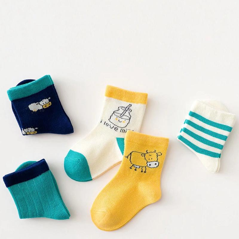5 párů/lot Dětské ponožky Novorozenci Kojenci Roztomilé Kreslené Série Měkká Bavlna Síťovina Krátké Ponožky Pro 0-24 Měsíců Chlapec Dívka Dětské Ponožky