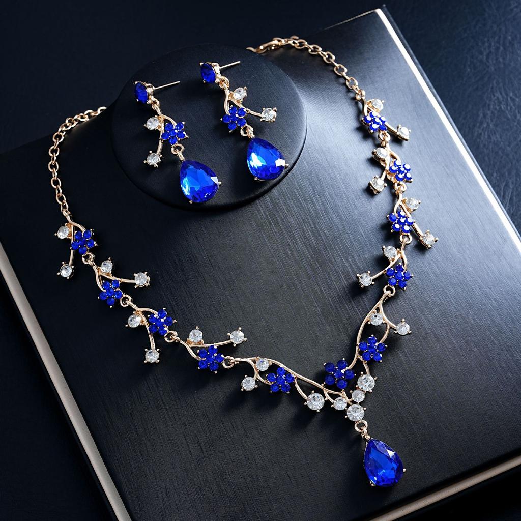 European and American Fashion Light Luxury Necklace Earrings Two-piece Set Bridal Wedding Accessories Dress Set Female 2026