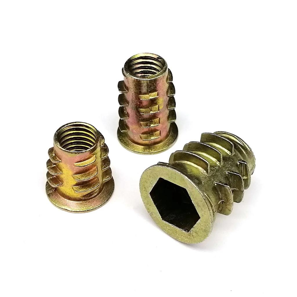 75pcs/box Mix Size Insert Nut E-nut M4 M5 M6 M8 Set Kit Thread Embedded Hex Hexagon Socket Head Wood Furniture Bed Cabinet Table