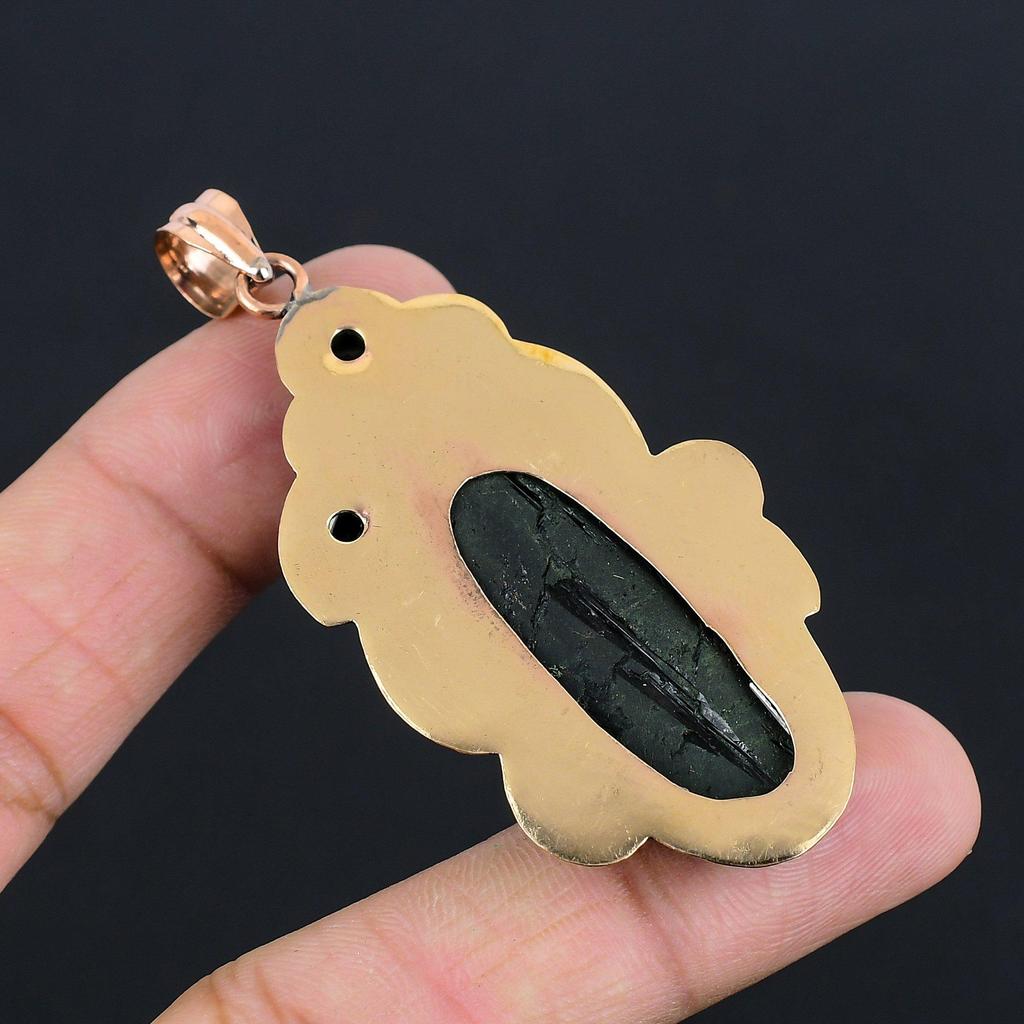 Black Tourmaline Black Onyx Gemstone Pendant | Oxidized Pure Copper Pendant Jewelry | Necklace Pendant | Handmade Copper Pendant Jewelry Gift For