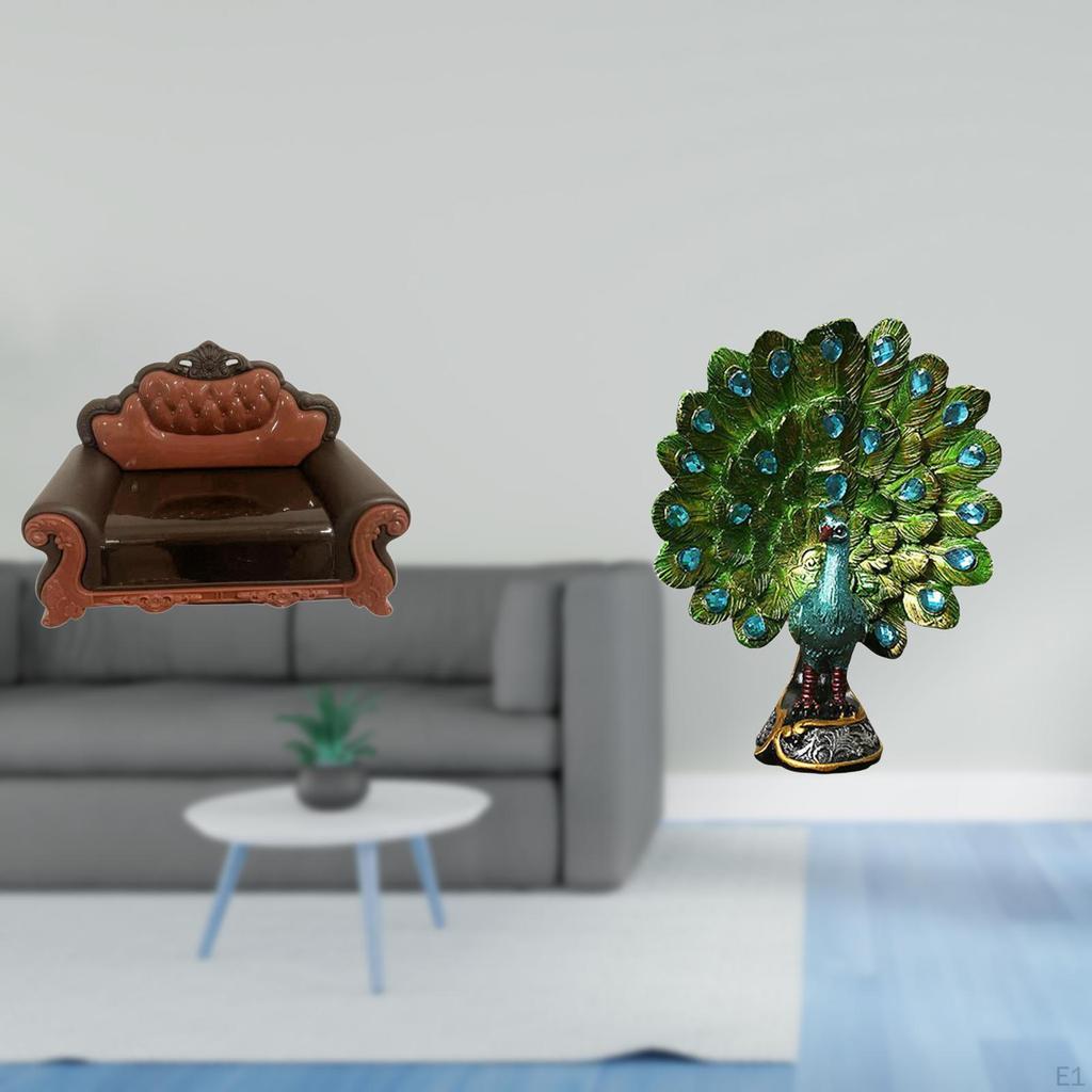 Miniature Sofa Couch Chair Model DIY Accessory Furniture Room Landscape Gift Decorations Peacock