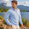 School Wear for Men Quarter-Zip Sweatshirt, Long Sleeve Turndown Collar Outdoor Sports Pullover Solid Color Shirt Fall Winter Comfortable Daily