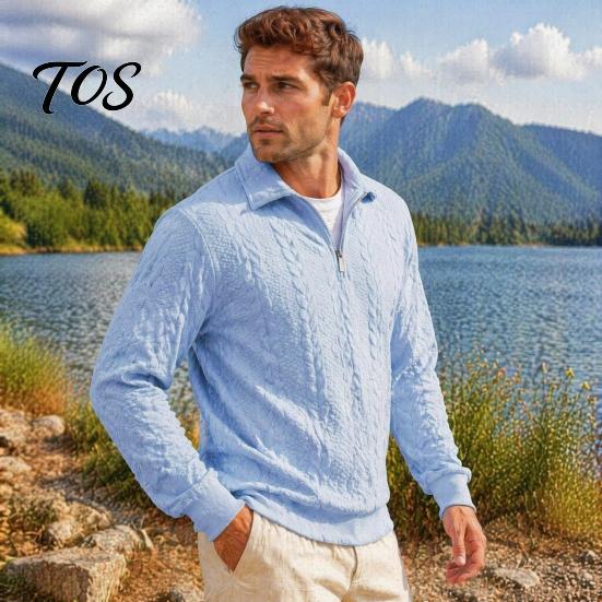 School Wear for Men Quarter-Zip Sweatshirt, Long Sleeve Turndown Collar Outdoor Sports Pullover Solid Color Shirt Fall Winter Comfortable Daily