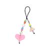 Heart Beaded Keychain Fashionable Resin Charm Phone Pendant for Youthful Women Colorful Beads for Bags and Phones