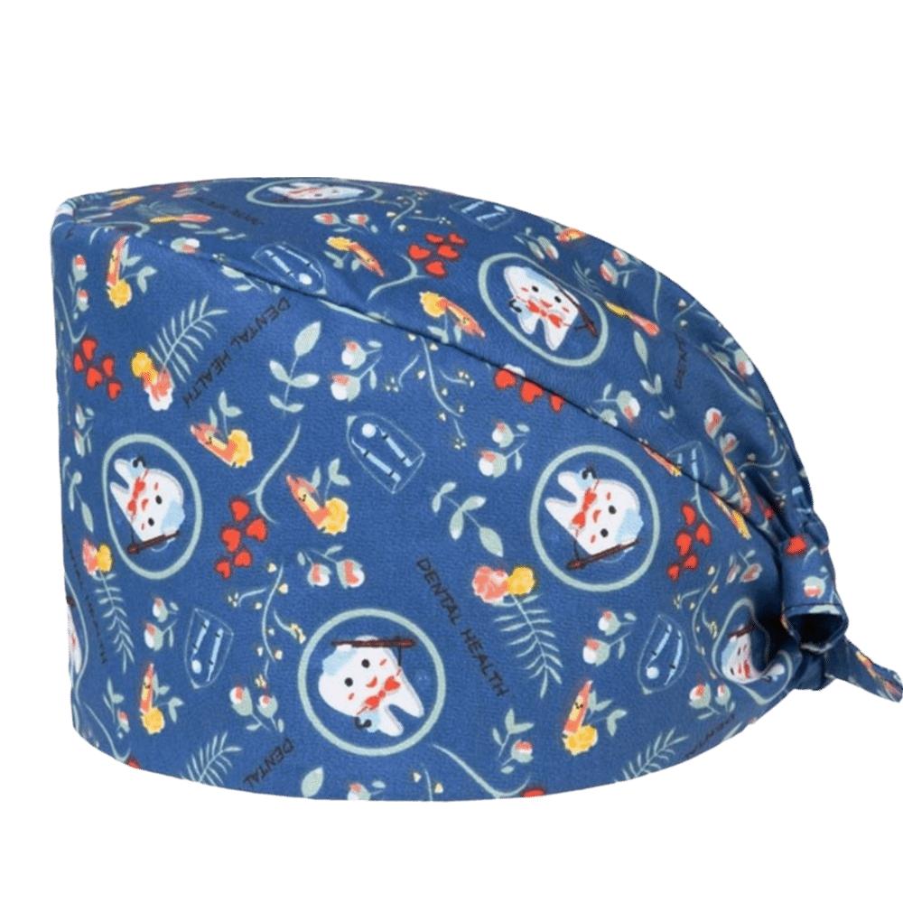 Unisex Cartoon Printing Scrub Cap Adjustable Buckle Print Design Lab Scrub Hat Breathable Soft Pure Healthcare Hats Pet Hospital