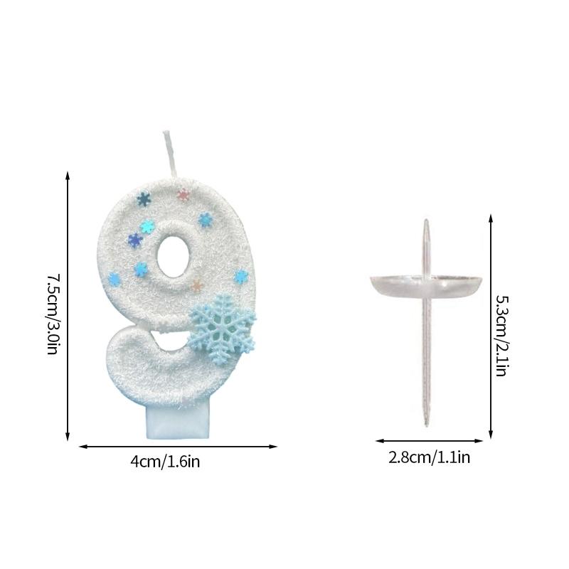 Digital Cake Candle Decoration Snowflake  Number Candles for  Girl Kid  Birthday Cake Topper  Baby Shower Christmas Party Decor