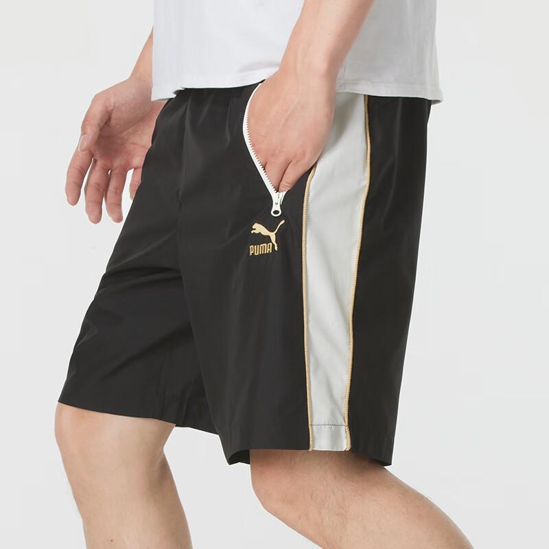 PUMA Comfortable Color Block Outdoor Sports Elastic Waist Mid Rise Five Point Casual Shorts Men shorts Black 629233-01