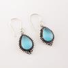 Natural Blue Cat's Eye Gemstone 925 Solid Silver Jewelry Handmade Earrings 1.6" EE-164-38